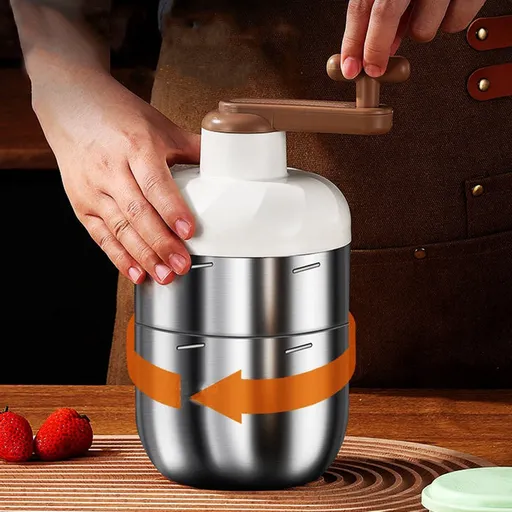 Manual Ice Crusher with Hand Crank, Stainless Steel Blade Shaved Ice Maker with Ice Box for Slushies, 25.5 x 12.8 x 12.8 cm, Silver