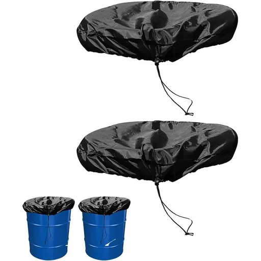 2 Pcs Mesh Cover for Rain Barrel with Drawstring, Water Collection Buckets Cover Rain Collection Barrels Netting Screen - 26’’