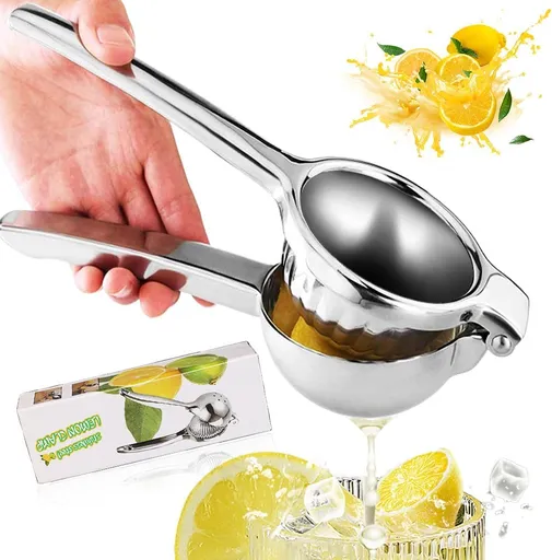 Handheld Lemon Squeezer, 2025 New Stainless Steel Lemon Lime Squeezer Citrus Juicer, Upgrade Heavy Duty Solid Metal Squeezer Bowl Solid Metal Hand Juicer (1, Sliver)
