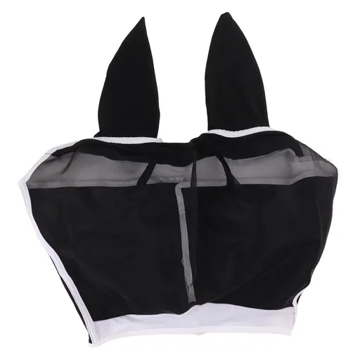 Horse Fly Mask All Round Mesh Breathable Fly Mask Elastic UV Protection Horse Face Mask with Ears Black L 45x54cm / 17.7x21.3in