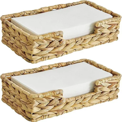 2PCS Bathroom Disposable Towel Holder Long Seagrass Woven Rattan Wicker Table Hand Towel Basket ,L