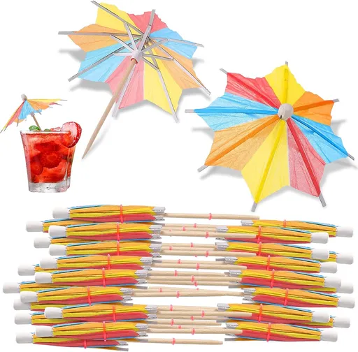40 Pieces Drink Umbrellas Cocktail Accessories Colorful Tropical Tree Paper Umbrellas Drink Picks Bamboo Toothpicks Handmade for Bar Hawaii Party Decoration Christmas Party Favors(Classic Colors)