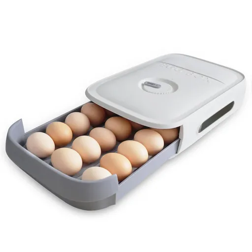Egg holder for Refrigerator, Egg container for Fridge with Lid, Stackable Refrigerator Organizer Bins, Plastic Egg Storage