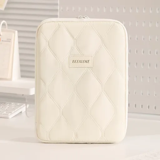 (beige)**BEENLOVE Tablet Storage Bag: 180° Full-Open Independent Compartment, Shockproof & Portable, Multifunctional Design**
