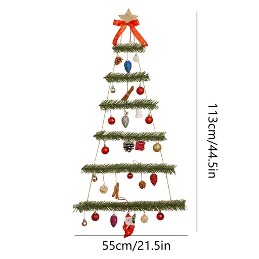 Christmas Tree Wall Hanging, Wooden Frame Wall Lighted Christmas Tree Christmas Decoration with Led Light Tree Shaped Decor