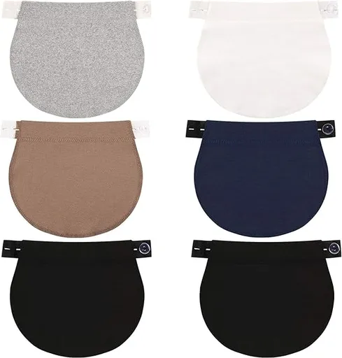 Adjustable Elastic Belly Bands 6 Pack - Maternity Support Belts for Pregnant Women - Black Grey White Dark Blue Khaki