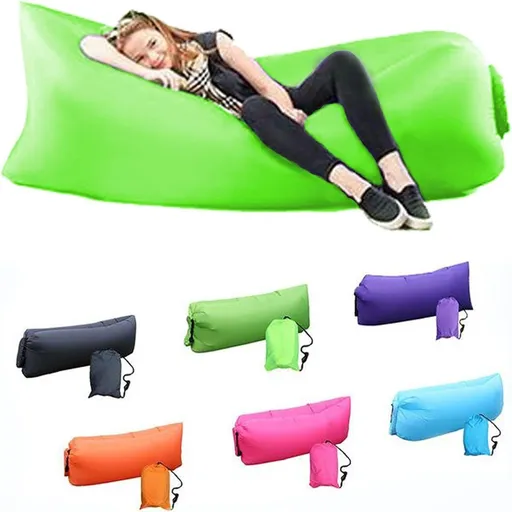 Lounge bed inflatable lounge chair outdoor lounge bed inflatable water, proof beach chair for outdoor camping, 200x70CM,Green