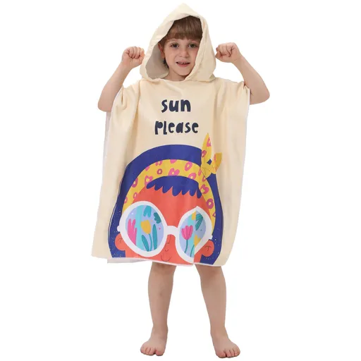 Quick-drying, sand-free, thin beach towel with hood, suitable for boys and girls traveling，60*60cm，ETPF-2-44
