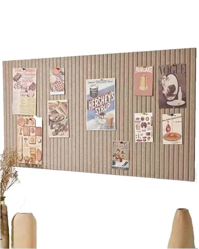 Self-adhesive photo board, decorative felt and cork wall panel for photos and messages, acoustic panels bulletin board for home and office, Deep Camel