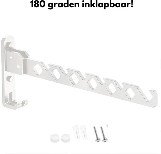 Wall-mounted coat rack - foldable - white - 35 cm - coat hook - hanger - drying rack