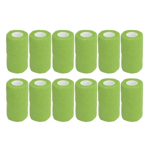 12Pcs Bandage Wrap Natural Latex Elastic Self Adhesive Wrap for Cows Dogs Horses 10cm Green