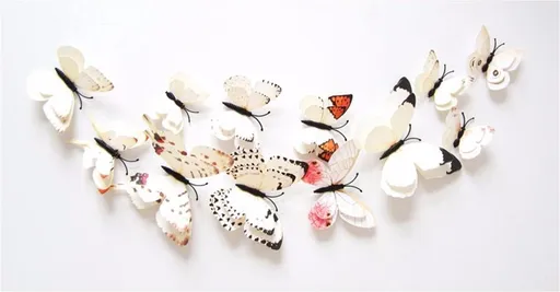 3D Butterfly Wall Stickers 12 Pieces White Decorative Wall Decoration