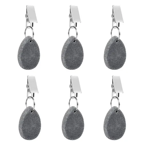 6 Pcs Teardrop Tablecloth Weights Pendants Stone Table Cover Weights Hangers with Metal Clip Tablecloth Weighted Clips for Family