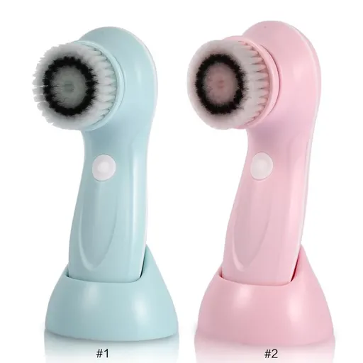 Electric Face Beauty Device Portable USB Rechargeable Facial Cleansing Brush Face Wash Soft Cleaner Tools Rotating Face Brush for Deep Cleansing,Gentle Exfoliating and Massaging (Pink/Blue)