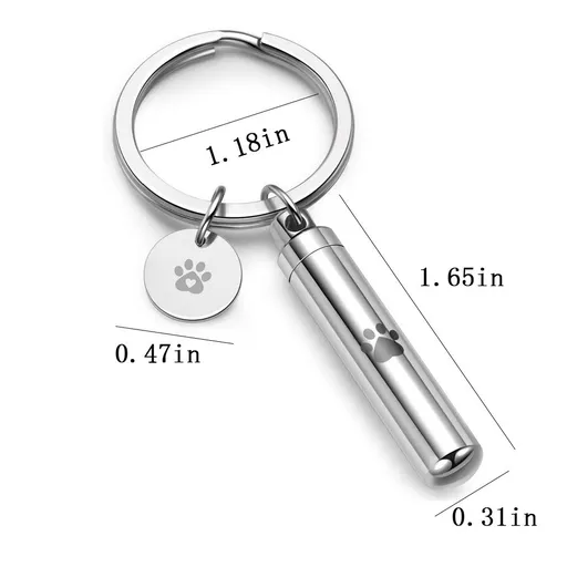 Waterproof Cremation Pet Keychain for Dogs Ashes,Cylinder Cat Dog Urn for Pet Ashes Cremation Keepsake Memorial Ashes Jewelry Pend