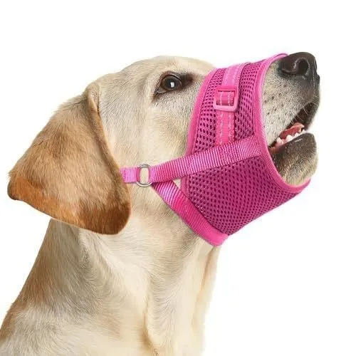 Soft Breathable Mesh Dog Muzzle Adjustable Anti-Biting Barking Chewing Muzzle S Pink