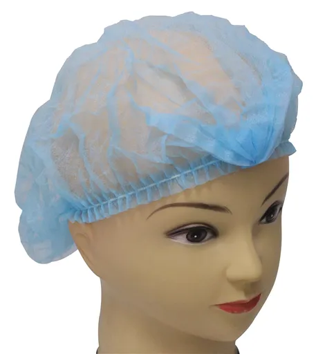 100 Pieces Disposable Non-Woven Clip Caps caps hairnets Head Cover, 21"Chef Hat Strip Hat Thickened dustproof(Blue)