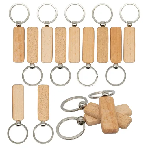 Wood Engraving Blanks Rectangle Blank Wooden Key Chain Wood Blanks for Keychains Lightweight but sturdy 20 Pack