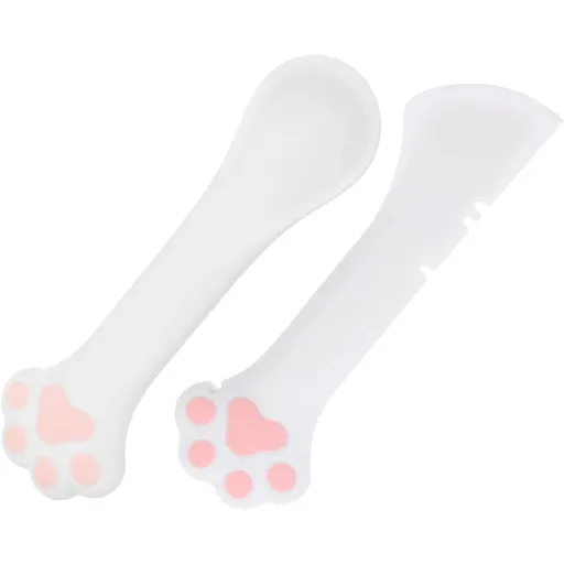 2pcs Pet Food Can Opener with Spoon Cat Paw Design Silicone Pink - Manual Feeding Scoop Set