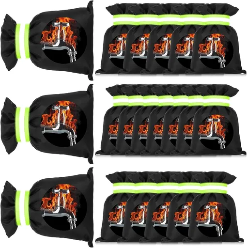 20 Pack Outdoor Faucet Cover Winter Protection 8.2 x 5.9 Inch Black Insulated Garden Socks with Reflective Strips