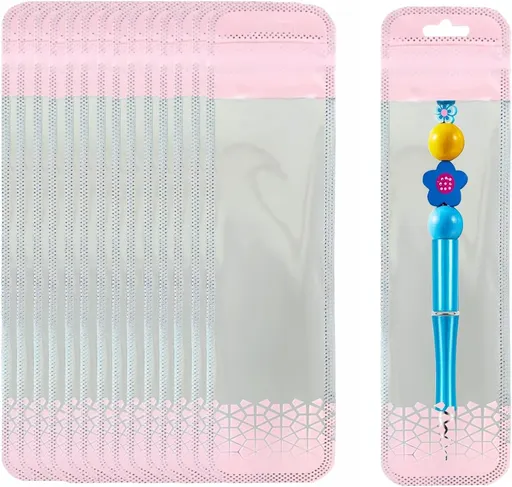 100 Pack Holographic Pen Bags Clear Resealable Bags,Resealable Zipper Pouch Bead Packaging for Pen,Jewelry,Brushes,Lipgloss Small Business 2.16x8.6inch