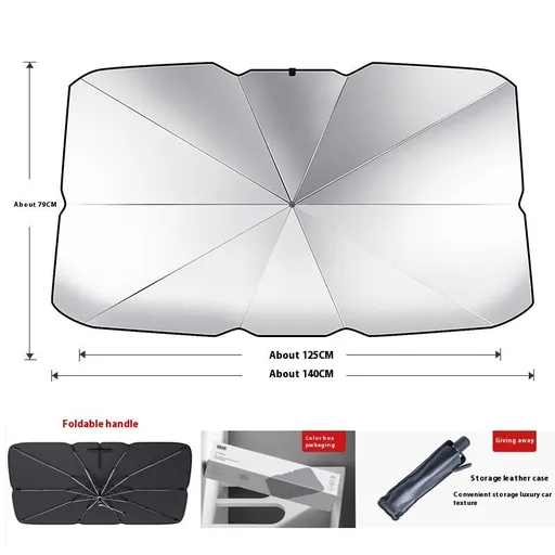 Car Windshield Sun Shade Umbrella,Foldable 360 Flexible Handle Applies Window Front Cover, Ice Crystal Nano Sunshade Surface