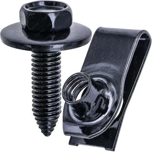 Rexka 15 Sets M8-1.25 Extruded U Nut & Body Bolts Screw Kits for GM Ford Chevy Buick GMC Cadilac Hummer Oldsmobile Pontiac Saturn Cars Trucks