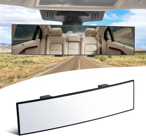 Interior Rearview Mirrors, Universal Panoramic Car Rear View Mirror Accessories, Wide Angle Reduce Blind Spot Effectively for Car, Jeep, Truck, Motorcycle, Tractor, ARB, ATV, SUV, RV Basic version -