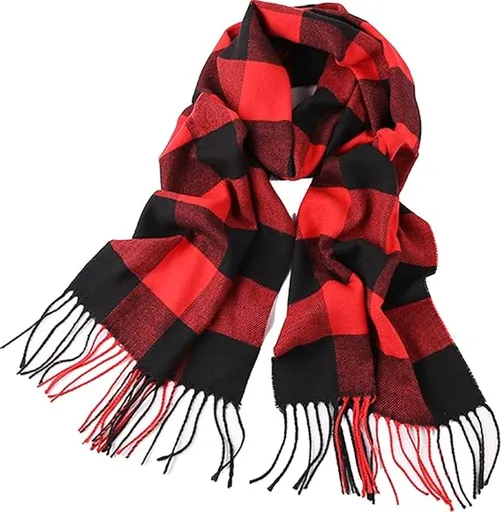 Women's Scarf, Checked scarf, all-match winter faux cashmere scarf, warm scarf, for Cold Weather, Travel and Daily Winter Wear, 35 x 190 cm
