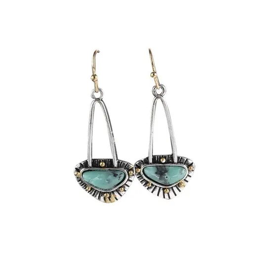 Retro Boho Turquoise Flower Earrings Hook Moonstone Dangle Drop Sapphire Women - 1240