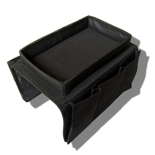 Sofa Armrest Organizer, Couch TV Remote Storage Organizer with Pockets for Recliner Armchair Snacks Glasses Smartphone Magazines Pouch (black)