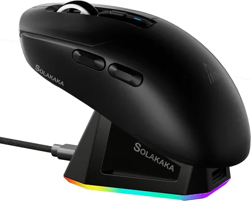 SOLAKAKA SM820 Wireless Gaming Mouse with RGB Charging Dock,24000 DPI Tri-Modes Wireless Mouse,black