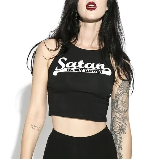 House Of Dasein Satan Daddy Crop Top Shirt Ddlg - Tan - L