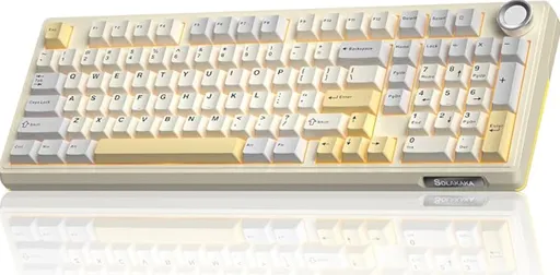 Solakaka Ki99pro 3‑Mode RGB Mechanical Keyboard, Orange-White