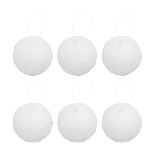 6PCS 3.94in Xmas Tree Ball Ornaments Foam Snowy Ball Ornaments Hanging Decorations for Xmas Wedding Party Holiday Decor White