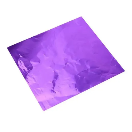 100PCS Tin Foil Aluminium Wrapping Square Chocolate Wrappers 10CM - Purple/Gloss