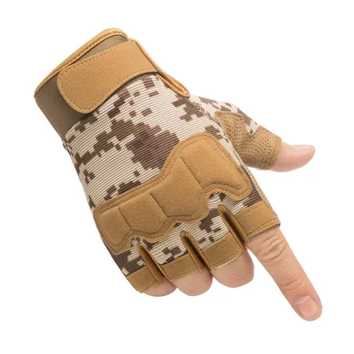 Half Finger Tactical Gloves for Men & Women, Anti-Slip Fingerless Gym Workout Training Gloves for Cycling, Hiking, Climbing and Outdoor Sports - Khaki Camouflage XL