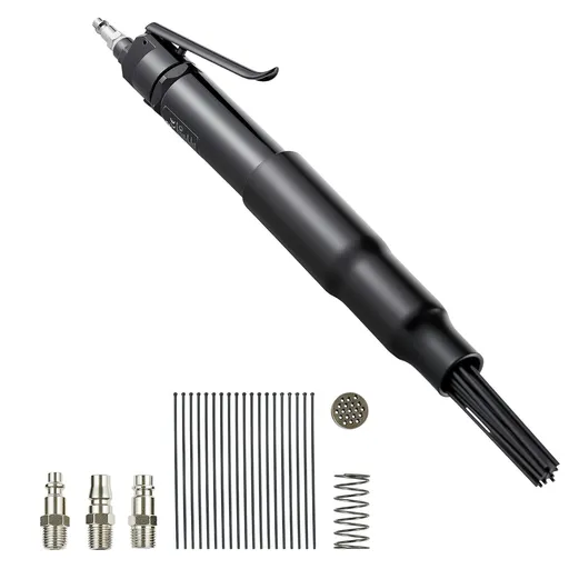 Air Needle Scaler, 3400BPM Pneumatic Scaler for Rust Paint Removal - with 3-Speed Adjustment, 19 Hardened Needles & 3 Air Nozzle Connectors - Lightweight, Compact & Ergonomic Grip