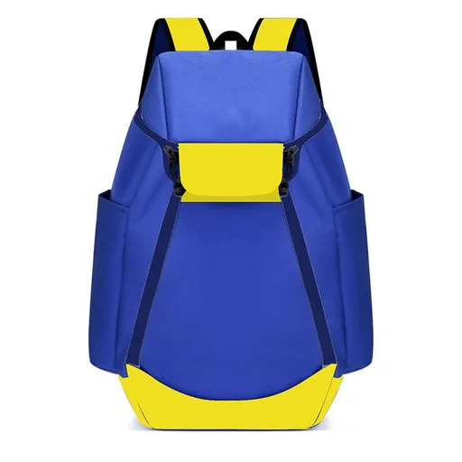Basketball Backpack, Large Sports Gym Bag with Ball Compartment - Blue Yellow