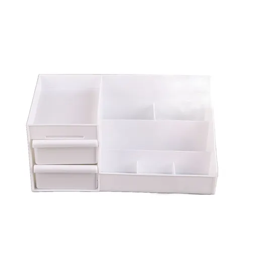 Cosmetic Storage Box Elegant Multifunctional Countertop Makeup Organizer with Drawers for School Office Art Supplies M White