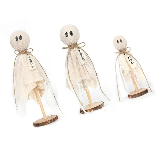 Ghost Wooden Stand Crafts Home Ambience Ornaments Spooky Wooden Decor for Indoor Shopping Centre
