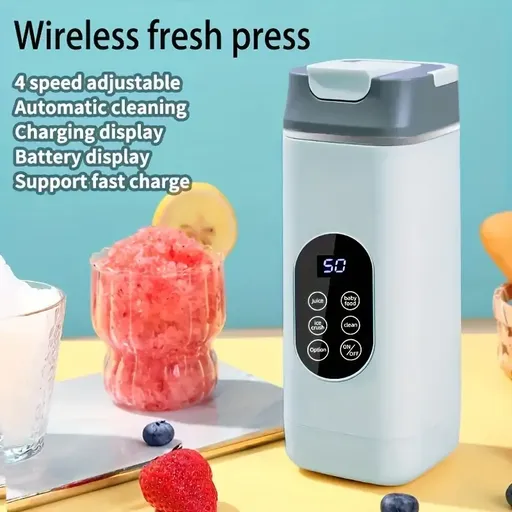 ✨ 12-Blade Dual Motor Portable Blender | 4-Speed + LED Display | Type-C Fast Charge, Self-Cleaning, 23cm Lightweight for On-the-Go Juicing!/WHITE
