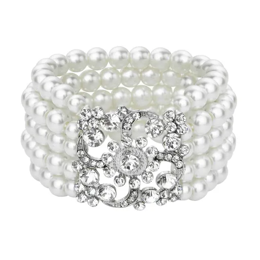 Bracelets for Women MultiLayer Pearl Bracelets for Women Pearl Jewelry Pearl Bracelet Crystal Rhinestone Bangle Bracelets