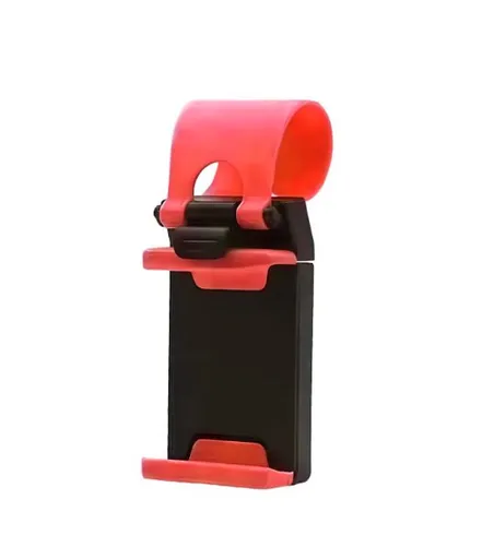 Steering Wheel Phone Mount Red（Pack of 1）- ABS Plastic Car Phone Holder with Silicone Grip, Universal 4-6 Inch Smartphone Clip for Navigation, Hands-Free Driving Accessory