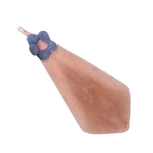Hanging Hand Dry Towel 28x28cm Strong Water Absorption Thick Coral Fleece Hand Towel for Kitchen Bathroom