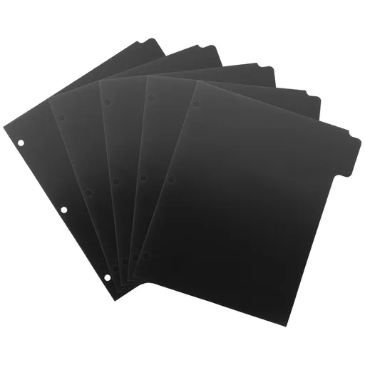 5-Pack Black Folder Dividers with Tabs for 3- Binders, Notebook Organizers for School and Office