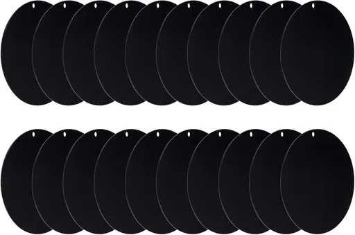 Acrylic Circle Blanks 4 Inch, 20 Pack Round Clear Disc Ornaments with Hole for DIY Keychain Project Crafting, Black Inch