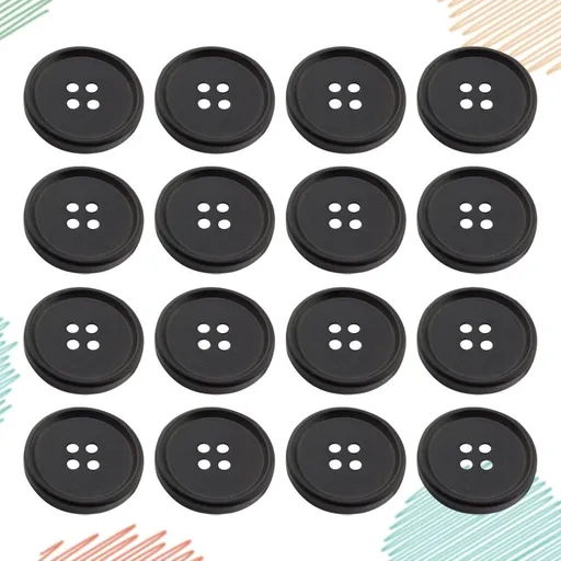 100 Pieces Black Resin Four-Hole Round Buttons for Sewing, Crafting, Costume, and Accessories