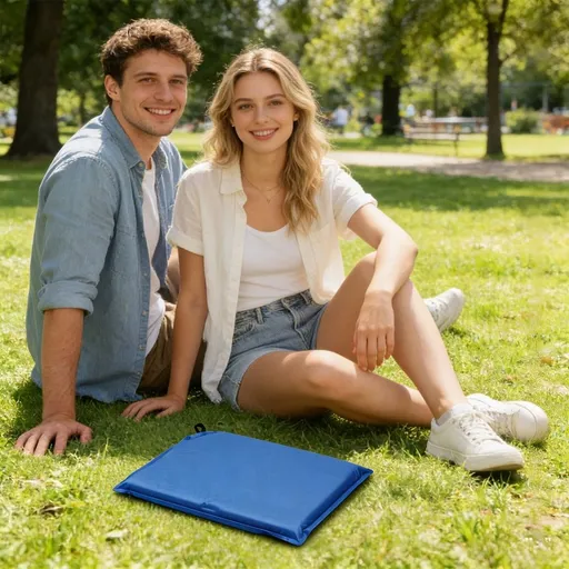 Self Inflatable Seat Cushion, 15.75x11.81in Waterproof Foldable Seat Pad, Lightweight Portable Floor Cushion for Camping Hiking Picnic, Green
