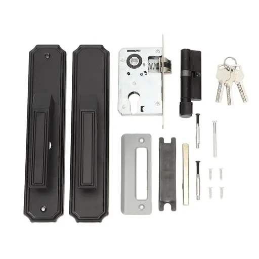 Door Handle Strong Aluminium Alloy Antioxidant Easy Mounting Straight Door Lever with 3 Keys for Repair Replacement